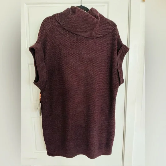 DEX Womans Plus Size 2X Black Purple Cap Sleeves Pullover Cowl Neck Sweater NWT - Picture 3 of 3